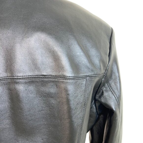 Wilsons Leather Maxima Womens Blazer Jacket Size Large Black Button Down - Picture 10 of 10